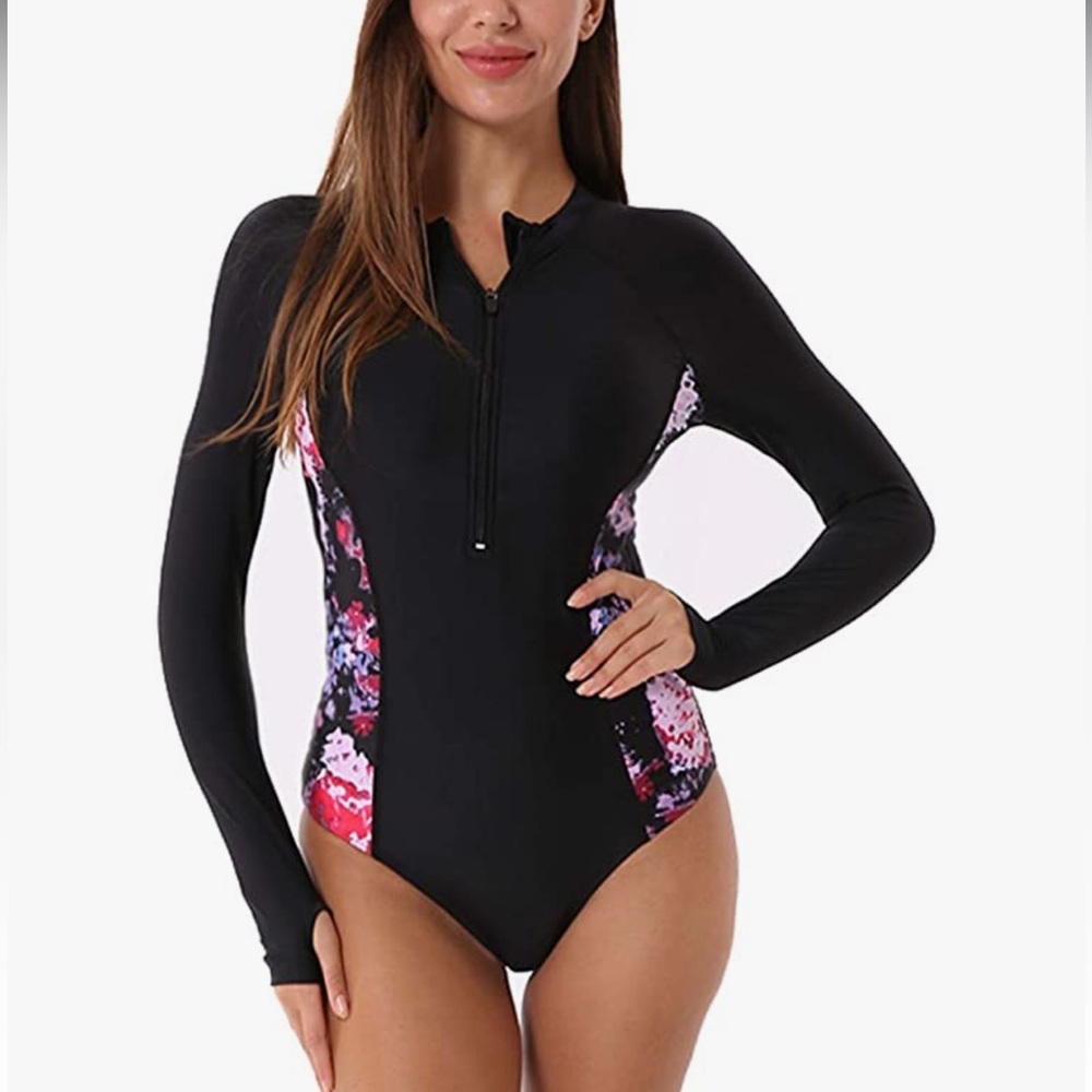 YOLIPULI Women One Piece Long Sleeve Rash Guard UV Protection Swimsuit